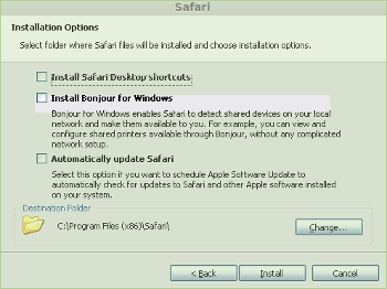Safari Installation Options