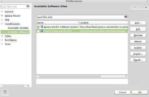 Aptana Studio: Activate Ecplise Software Repository