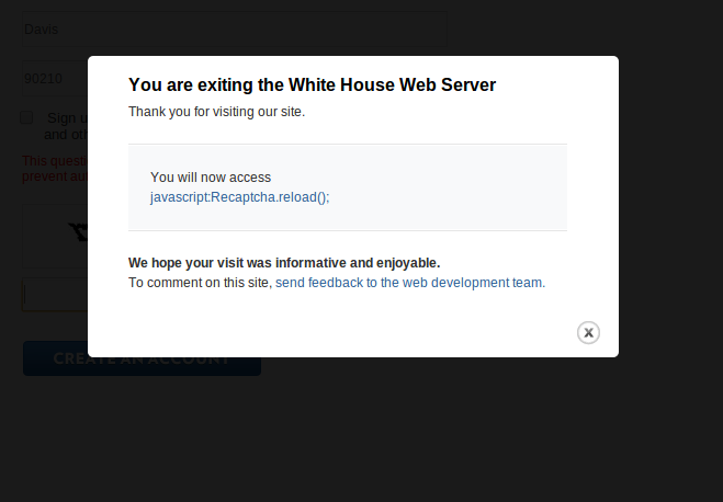 Whitehouse Petition Error