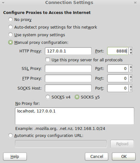 Firefox Proxy Settings