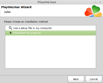 Safari select install method